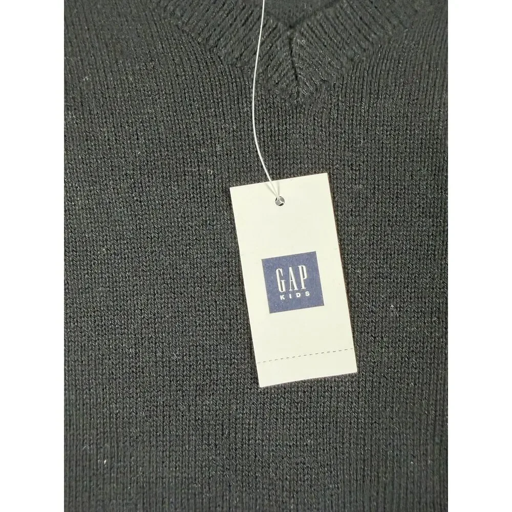 NEW Gap Kids V-Neck Cotton Blend Sweater Black Size 12